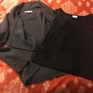 XL flutter front cardigan and ribbed tank